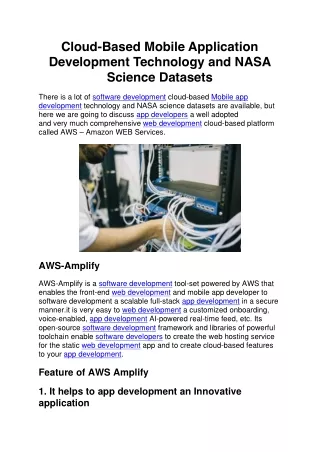 Cloud Based Mobile Application Development Technology and NASA Science Datasets