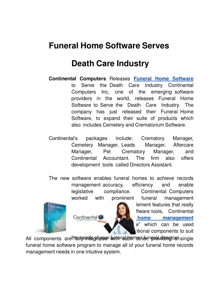 funeral home software serves death care industry