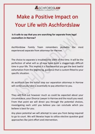 Make a Positive Impact on Your Life with Aschfordslaw