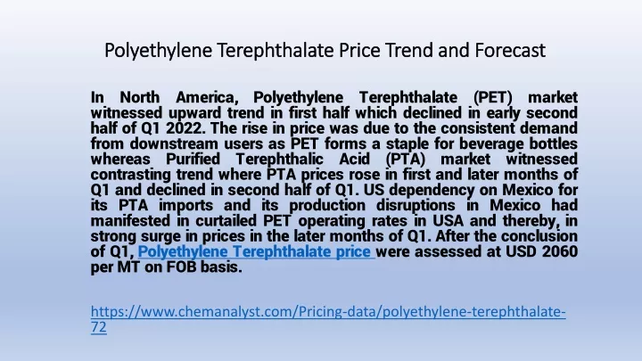 polyethylene terephthalate price trend and forecast
