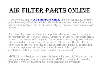 Air Filter Parts Online