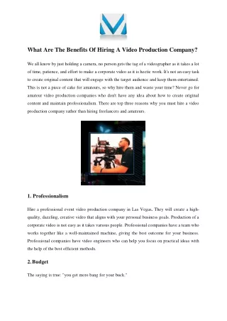 what are the benefits of hiring a video production company