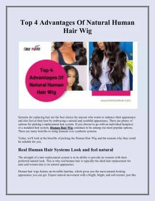 Top 4 Advantages Of Natural Human Hair Wig