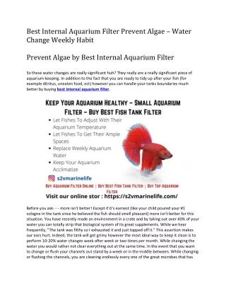 Best Internal Aquarium Filter Prevent Algae – Water Change Weekly Habit