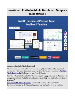 investment portfolio admin dashboard template