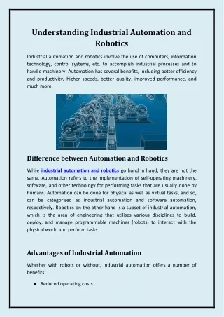 Understanding Industrial Automation and Robotics