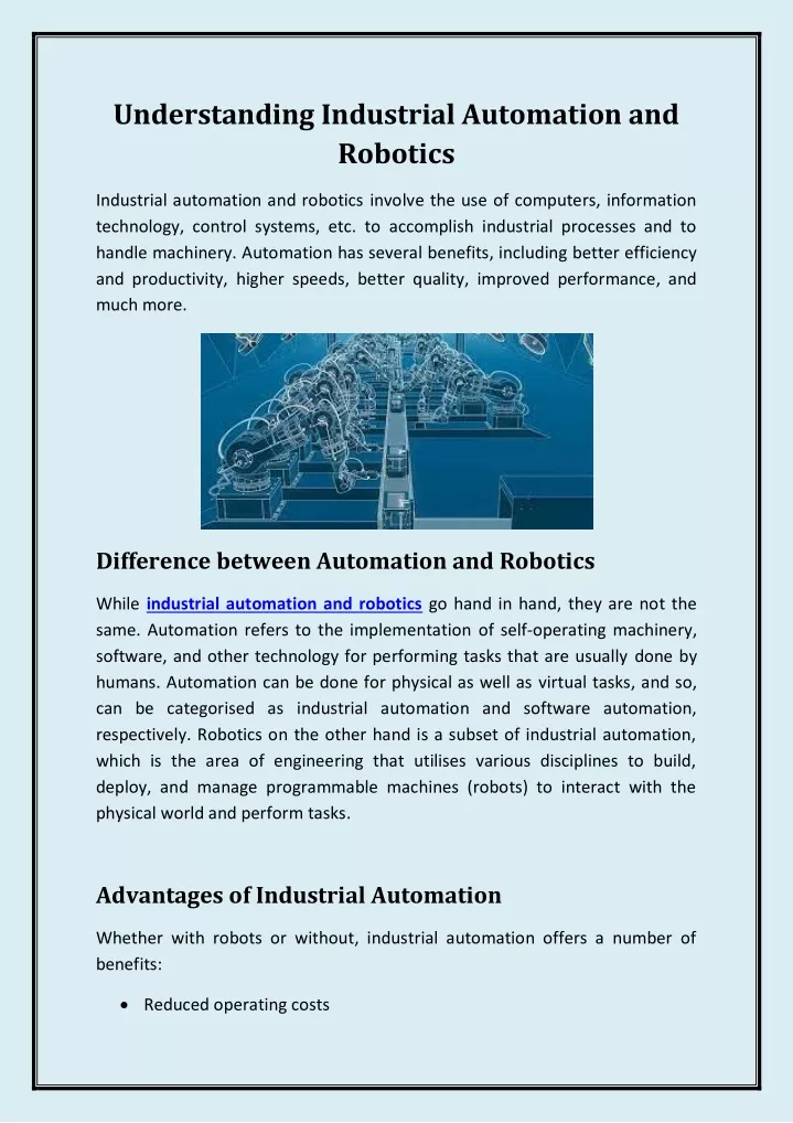 understanding industrial automation and robotics