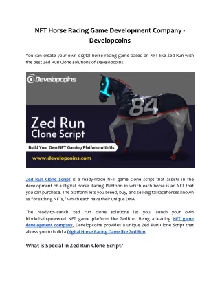 nft horse racing game development company