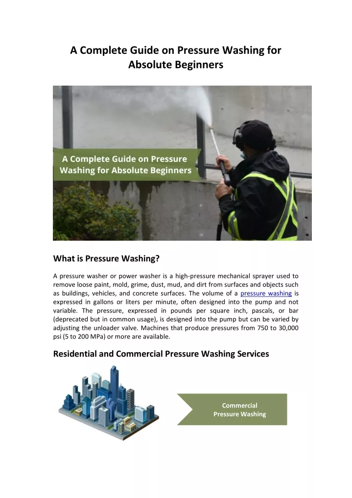 a complete guide on pressure washing for absolute