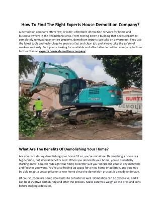 How To Find The Right Experts House Demolition Company