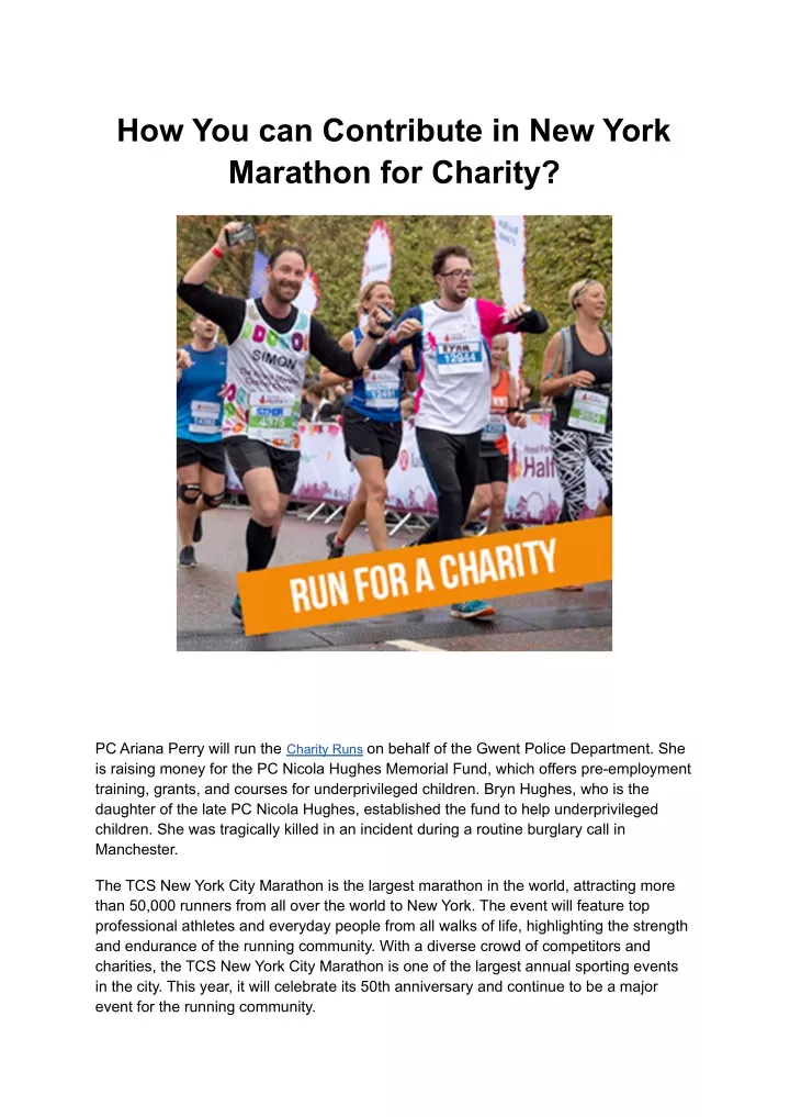 how you can contribute in new york marathon