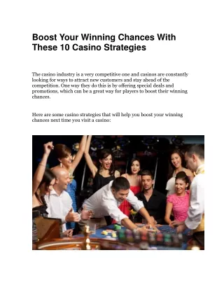 Boost Your Winning Chances With These 10 Casino Strategies