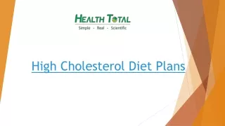 High Cholesterol Diet Plans