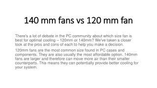 140 mm fan vs 12p mm fan