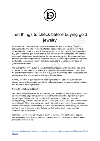 Ten things to check before buying gold jewelry