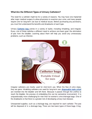 what are the different types of urinary catheters