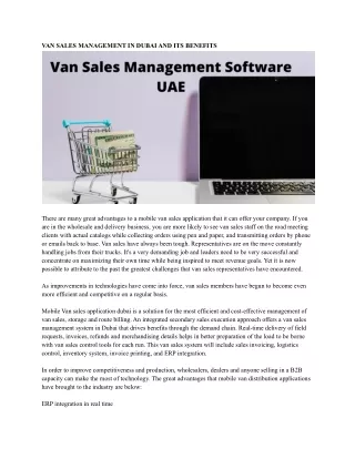 van sales management in dubai and its benefits