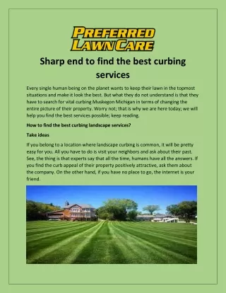 Sharp end to find the best curbing services