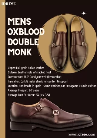 Mens Oxblood Double Monk