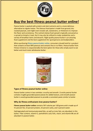 Buy the best fitness peanut butter online!