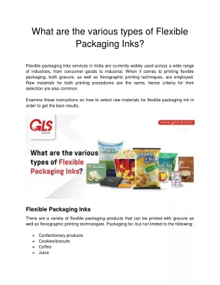 What are the various types of Flexible Packaging Inks_