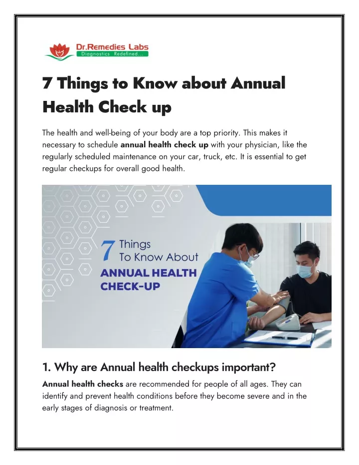 PPT - 7 Things To Know About Annual Health Check Up PowerPoint ...