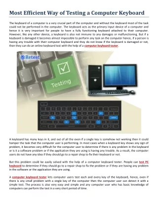 most efficient way of testing a computer keyboard