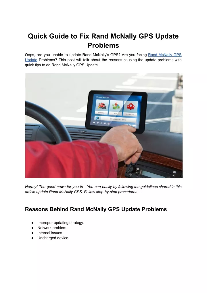 PPT Quick Guide To Fix Rand McNally GPS Update Problems PowerPoint   Quick Guide To Fix Rand Mcnally Gps Update N 