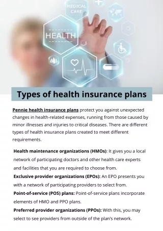 Types of health insurance plans