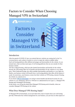 Factors to Consider Managed VPS in Switzerland