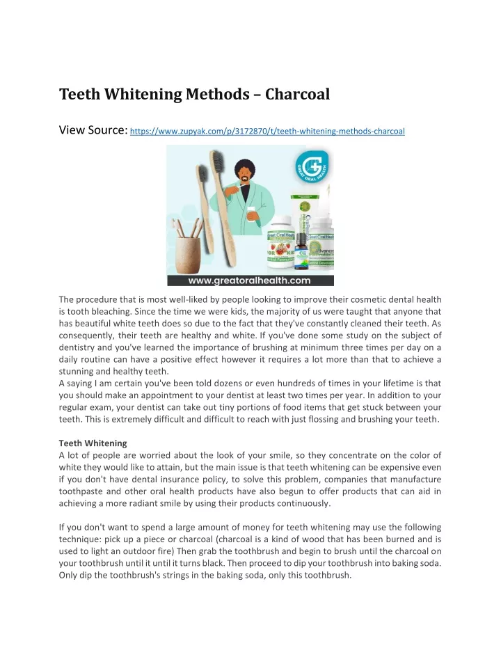 teeth whitening methods charcoal