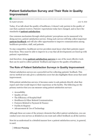 Patient Satisfaction Survey and Their Role innbspQuality Improvement