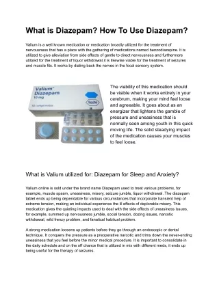 What is Diazepam? How To Use Diazepam?
