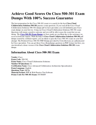 Get 500-301 Exam Dumps with Various Features