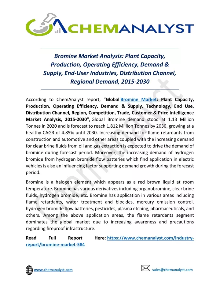 bromine market analysis plant capacity production
