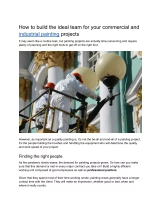 How to build the ideal team for your commercial and industrial painting projects