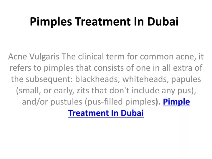 pimples treatment in dubai