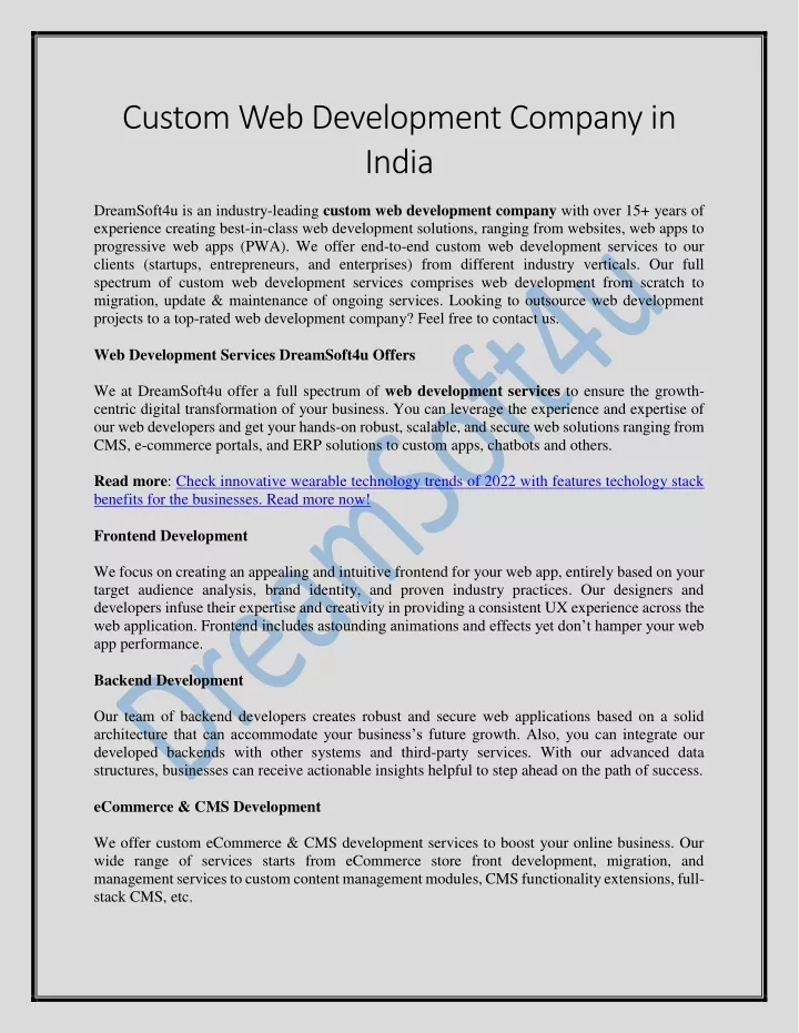 custom web development company in india
