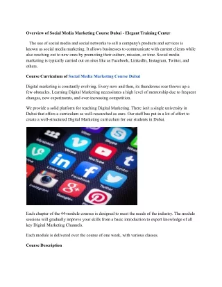 Overview of Social Media Marketing Course Dubai - Elegant Training Center