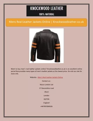 Mens Real Leather Jackets Online | Knockwoodleather.co.uk