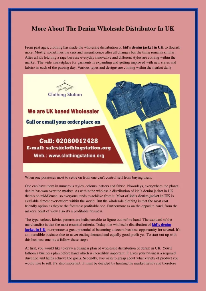 more about the denim wholesale distributor in uk