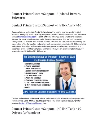 Contact PrinterCustomSupport – Updated Drivers, Softwares