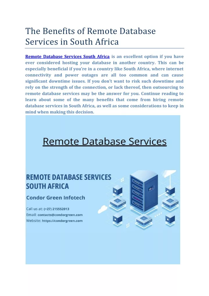 the benefits of remote database services in south