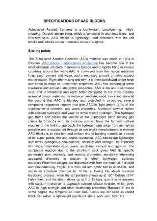 specifications of aac blocks autoclaved aerated