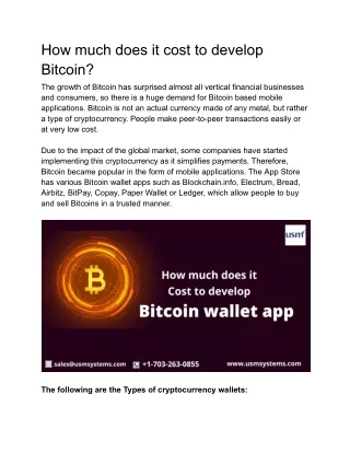 how much does it cost to develop bitcoin