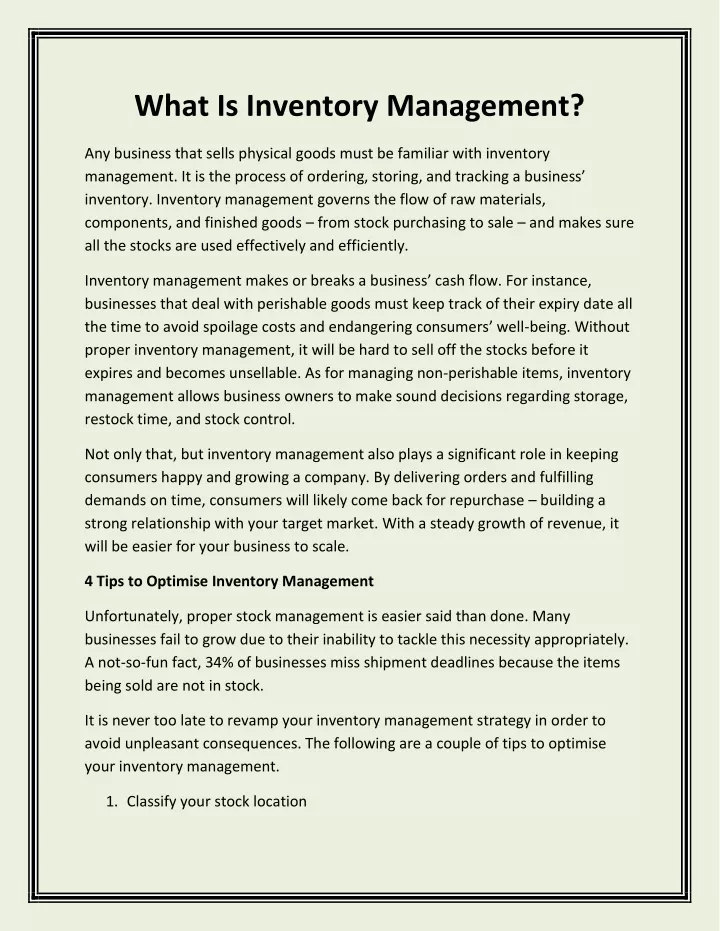 what is inventory management
