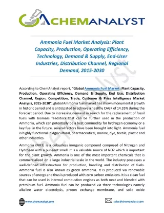Ammonia Fuel Market Analysis Reports