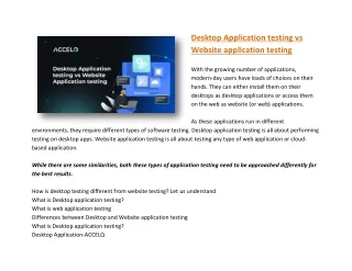 Desktop Application testing vs Website application testing