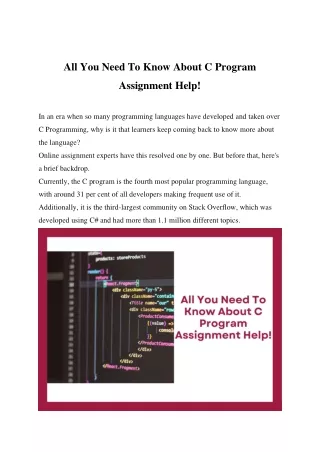 All You Need To Know About C Program Assignment Help