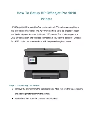 how to setup hp officejet pro 9010